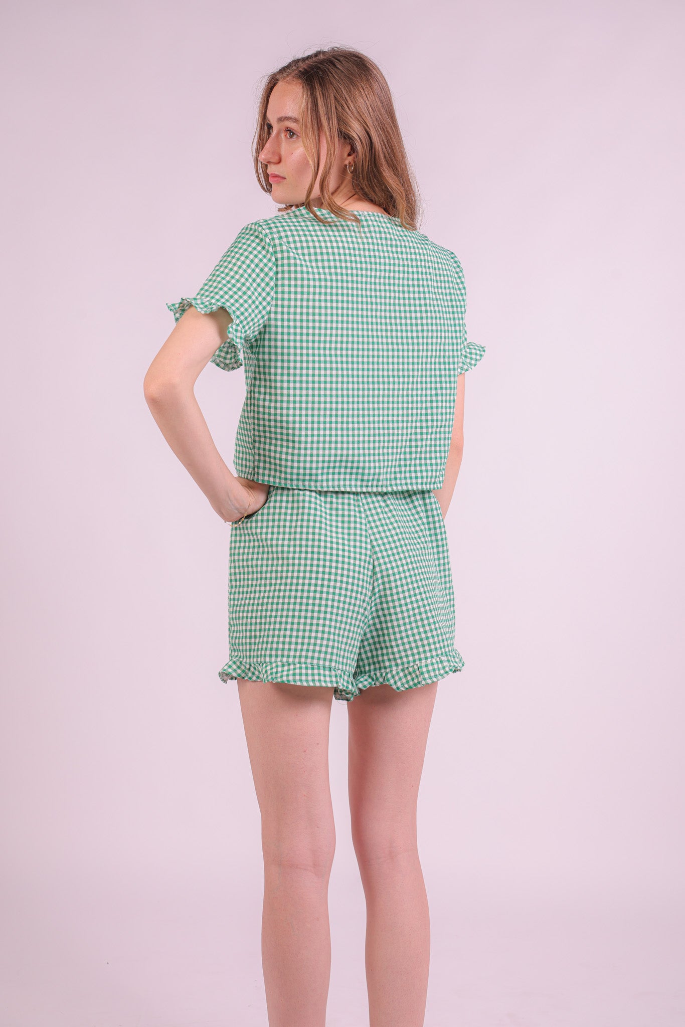 Knot-Knot Checked Beach Set - Green