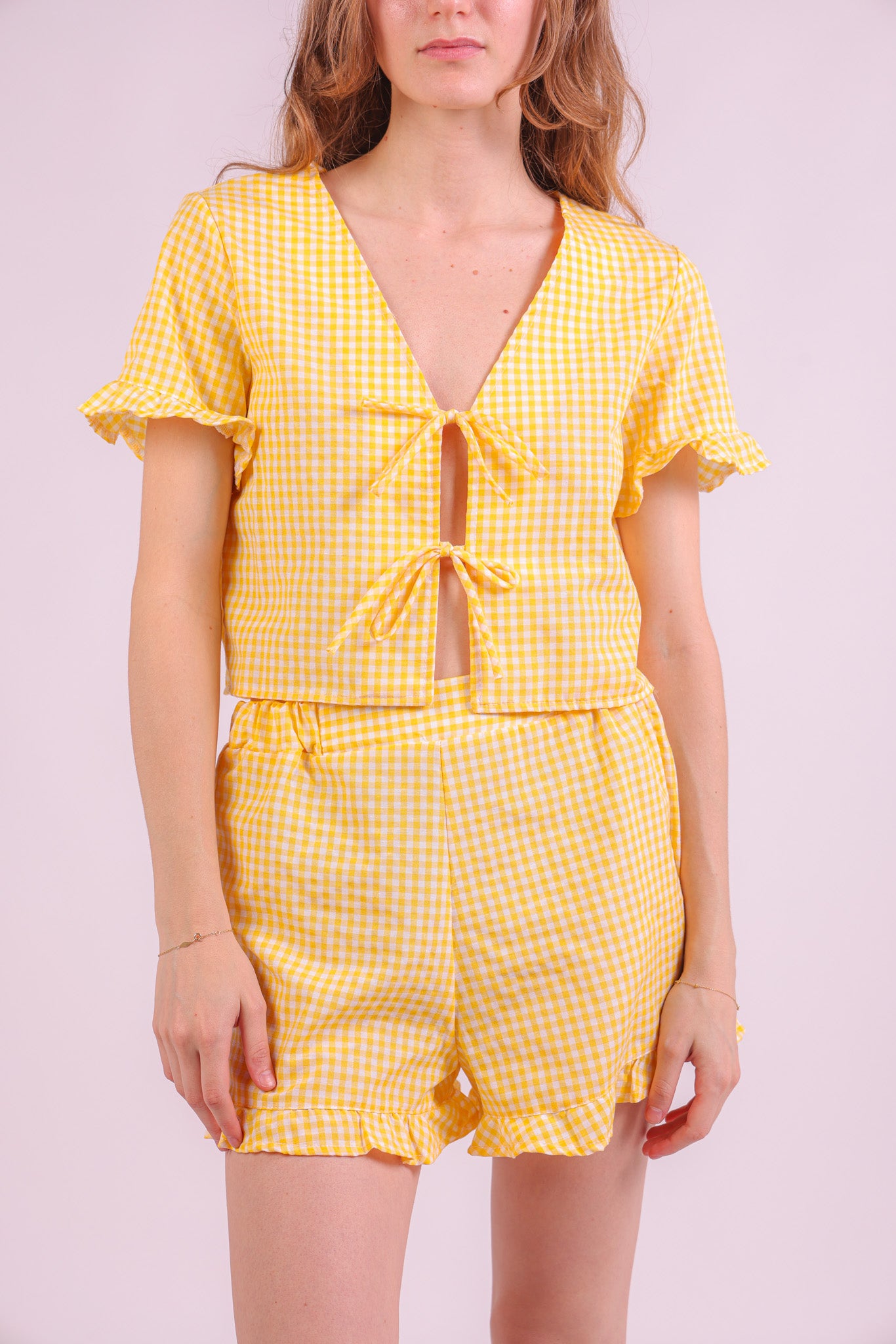 Knot-Knot Checked Beach Set - Yellow