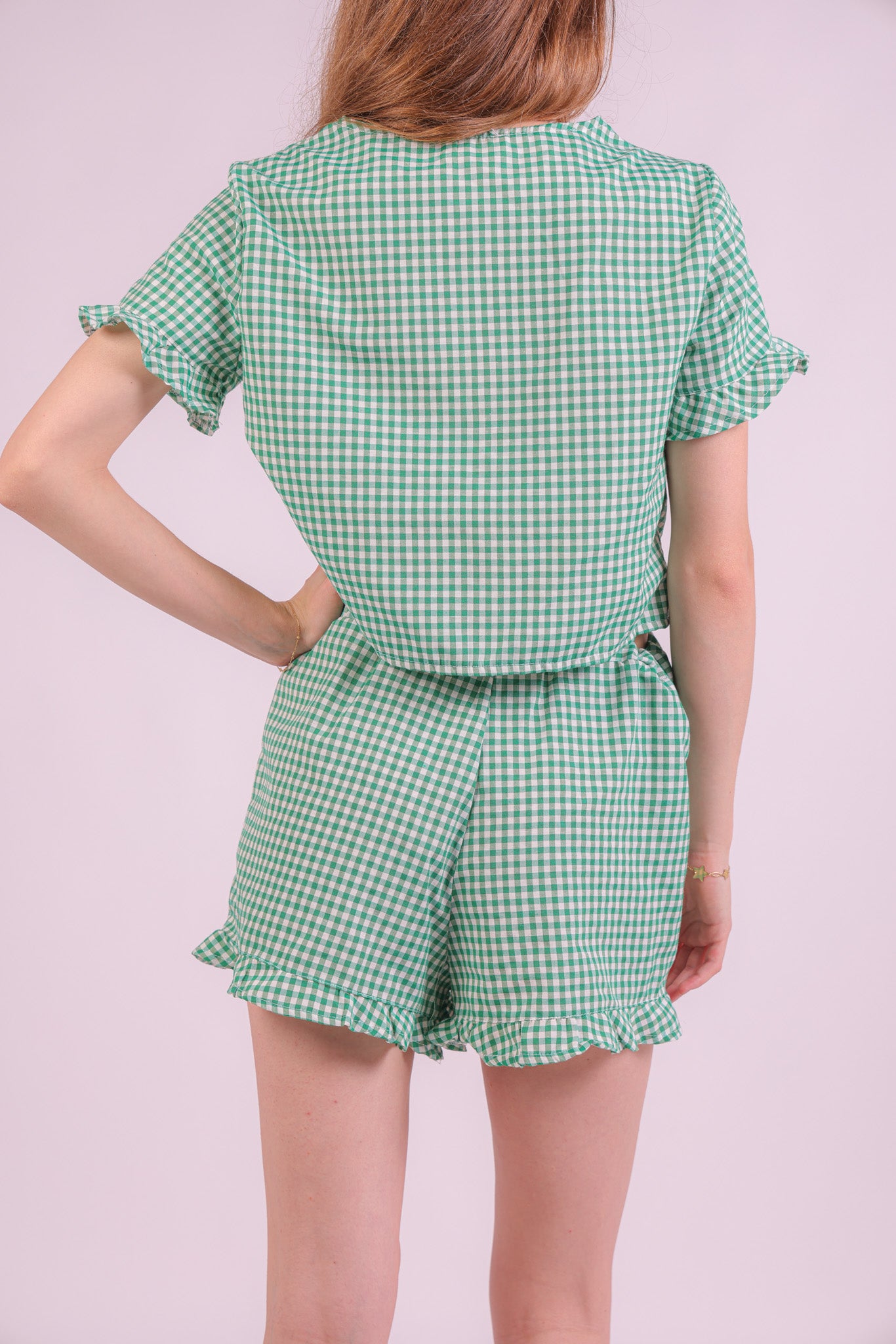 Knot-Knot Checked Beach Set - Green
