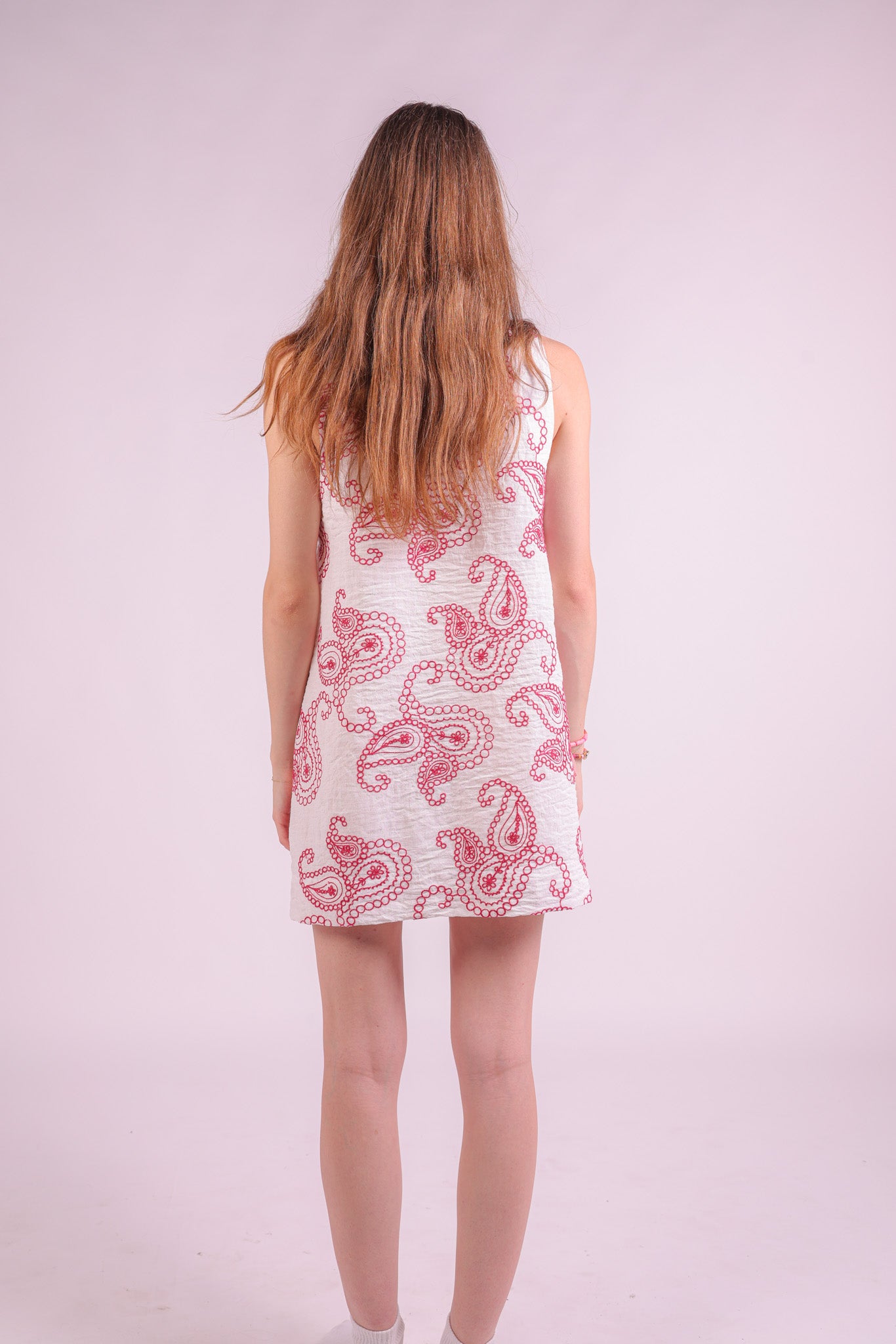 Flare & Flow Embroidered Beach Dress - Red