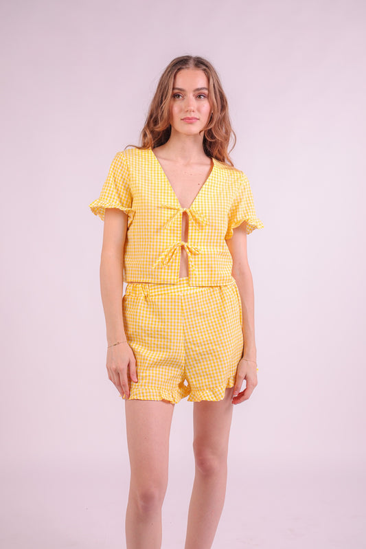 Knot-Knot Checked Beach Set - Yellow