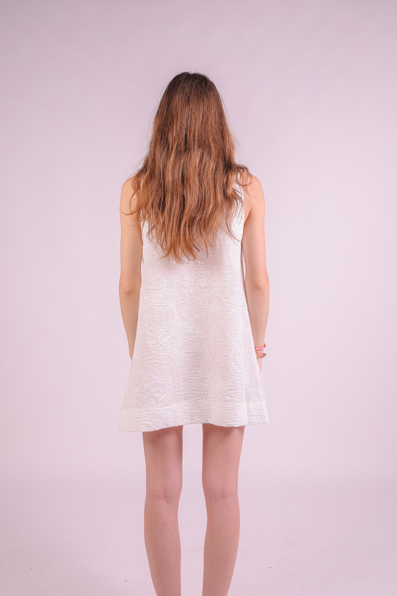 Flare & Flow Embroidered Beach Dress - White