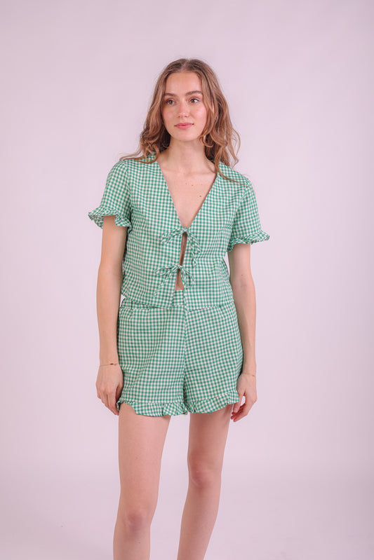 Knot-Knot Checked Beach Set - Green